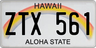 HI license plate ZTX561