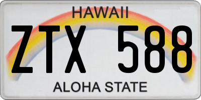 HI license plate ZTX588
