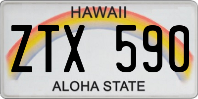 HI license plate ZTX590