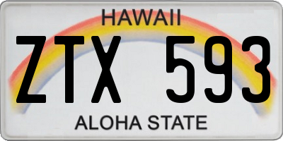 HI license plate ZTX593