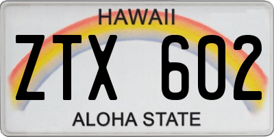 HI license plate ZTX602