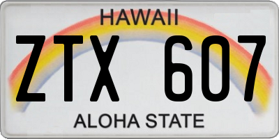 HI license plate ZTX607