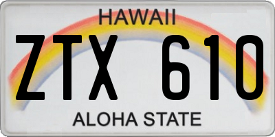 HI license plate ZTX610