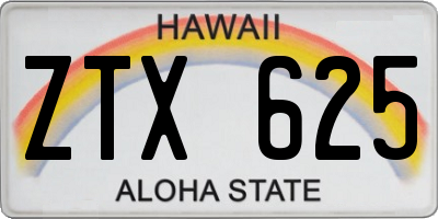 HI license plate ZTX625