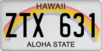 HI license plate ZTX631