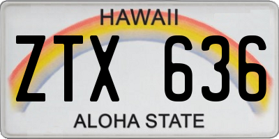 HI license plate ZTX636