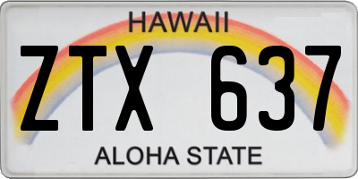 HI license plate ZTX637
