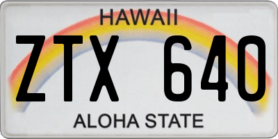 HI license plate ZTX640