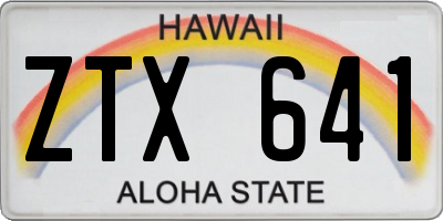 HI license plate ZTX641