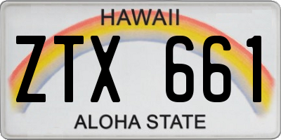 HI license plate ZTX661