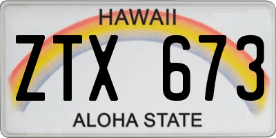 HI license plate ZTX673