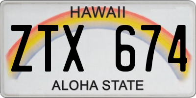 HI license plate ZTX674