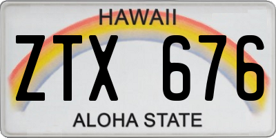 HI license plate ZTX676