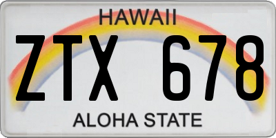 HI license plate ZTX678