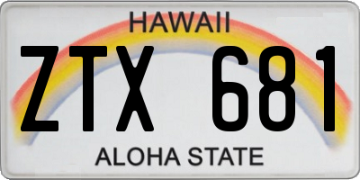 HI license plate ZTX681