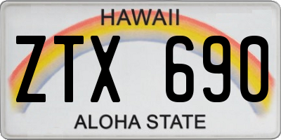 HI license plate ZTX690