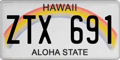 HI license plate ZTX691