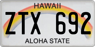 HI license plate ZTX692