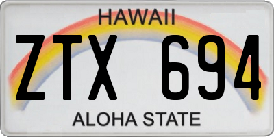 HI license plate ZTX694