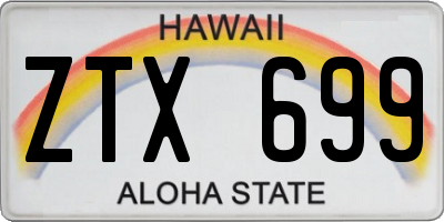 HI license plate ZTX699