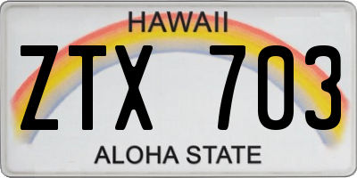 HI license plate ZTX703