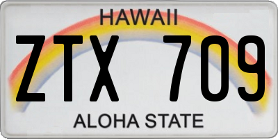 HI license plate ZTX709