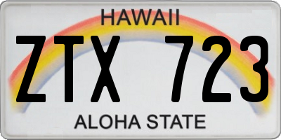 HI license plate ZTX723