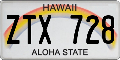 HI license plate ZTX728