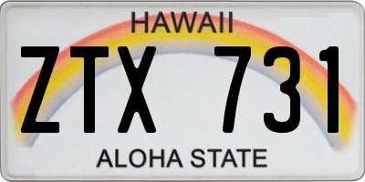HI license plate ZTX731
