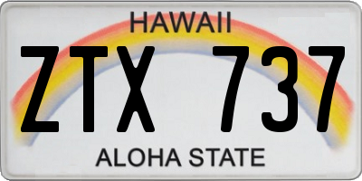 HI license plate ZTX737