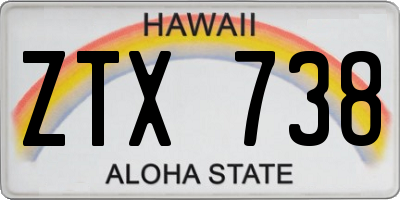 HI license plate ZTX738