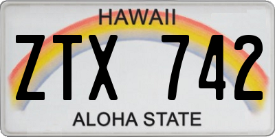 HI license plate ZTX742