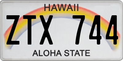 HI license plate ZTX744