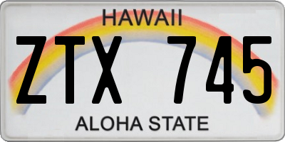 HI license plate ZTX745
