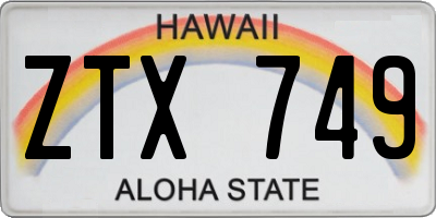 HI license plate ZTX749