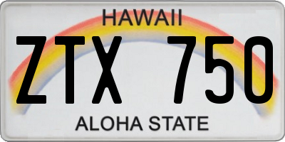 HI license plate ZTX750