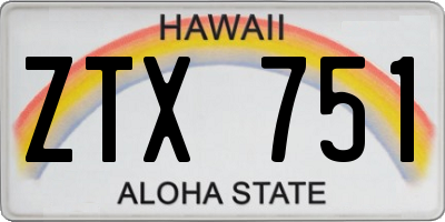 HI license plate ZTX751