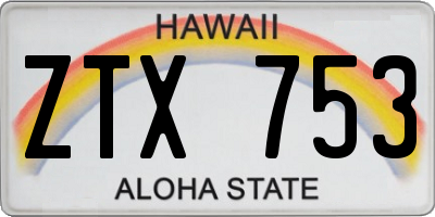 HI license plate ZTX753