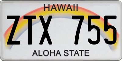 HI license plate ZTX755
