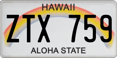 HI license plate ZTX759