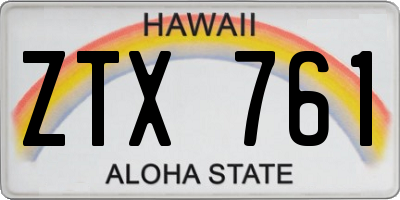 HI license plate ZTX761
