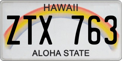 HI license plate ZTX763