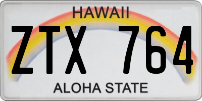 HI license plate ZTX764