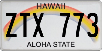 HI license plate ZTX773