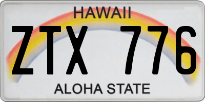 HI license plate ZTX776