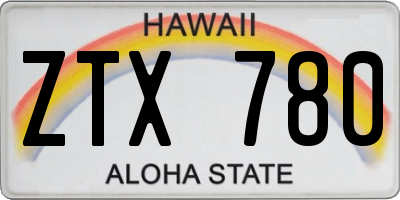 HI license plate ZTX780
