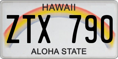 HI license plate ZTX790