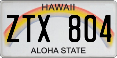 HI license plate ZTX804