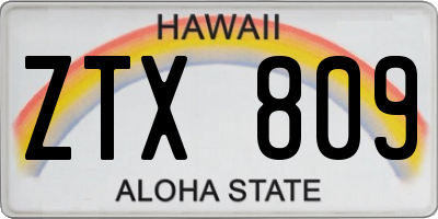 HI license plate ZTX809