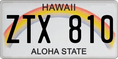 HI license plate ZTX810